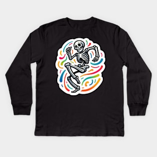 Dancing Skeleton Vibing Kids Long Sleeve T-Shirt